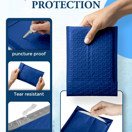 GSSUSA Bubble Mailers 4x8 100 Pack,Blue Padded Envelopes Selfseal,Usable Size 4x7 Small Bubble Envelopes Shipping Bags for Shipping Supplies,Card,Jewelry Packaging,Small Business Packaging Supplies