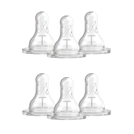 Dr. Brown's Natural Flow Level T Narrow Baby Bottle Nipple, Newborn Slow Flow, 0m+, 100% Silicone, 6-Pack