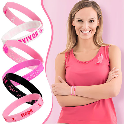 42pcs Breast Cancer Awareness Accessories Silicone Bracelets