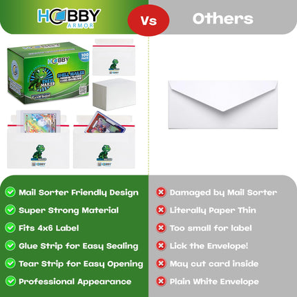 Shell Mailer Trading Card Envelopes for Shipping, Card Mailers - 100 Pack