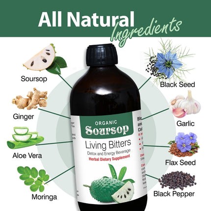 Herboganic Premium Soursop Bitters Featured with Sea Moss Living Bitters | Promotes overall health |16 Oz each