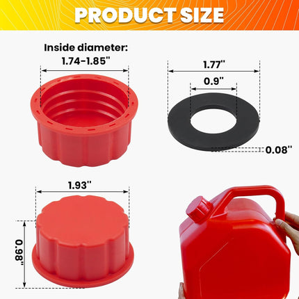 4 PCS Universal Gas Can Cap Replacement - Coarse Thread Fuel Tank Lid Fits 1/2/5/10+ Gallon Gas Cans, Compatible with Midwest, Briggs & Stratton, Scepter & Most Plastic/Metal Jerry Cans