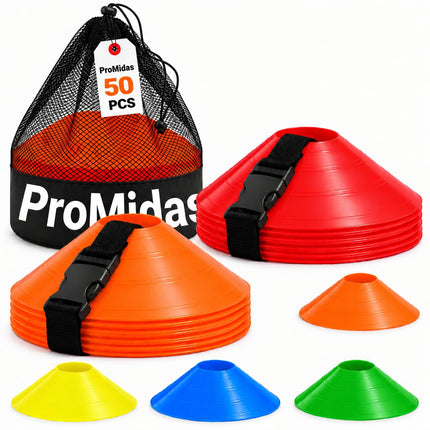 Disc Soccer Cones for Training Kids - 25/50/100/200 Small Plastic Cones for Sports Training - Flexible Conos for Soccer Practice Equipment, Basketball & Football Drills Equipment