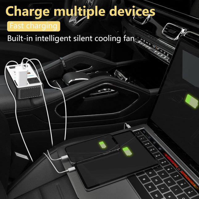 200W Car Power Inverter with AC Outlet, USB-C and Dual USB Charging