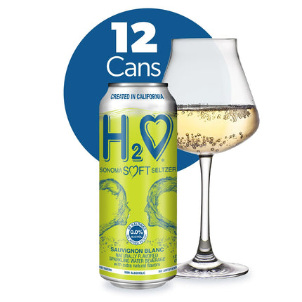 H2o Sauvignon Blanc – Silky & Smooth | 0.0% Alcohol Wine-Infused Sparkling Refreshment | Non-Alcoholic, Low Calorie, No Sugar Added | Backed by Scientific Research | 12 x 12 fl oz Cans