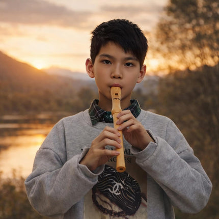 rayzm Wood Soprano Recorder, Solid Maple Baroque Fingering (C Key, 8-Hole) Detachable 2-Piece Woodwind Instrument for Beginners & Music Students