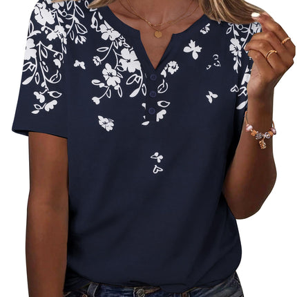 Blusas de verano para mujer, casuales, manga corta, cuello en V