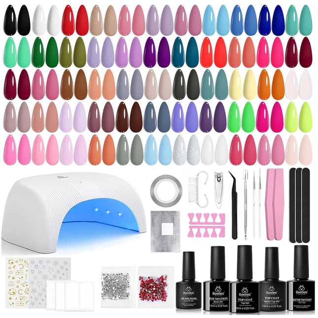 Gel Nail Polish Kit with U V Light - 80Pcs Color Enchantment 55