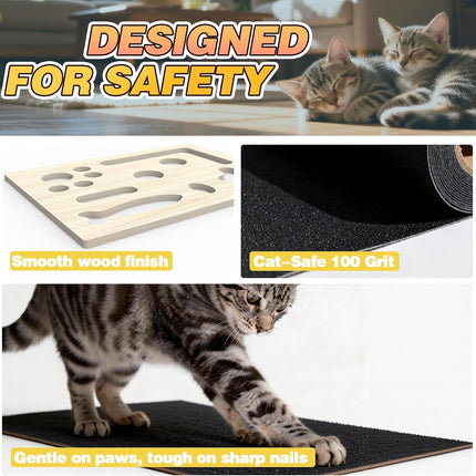 Cat Scratch Puzzle Enrichment Box, Interactive Cat Nail File Box with Sandpaper Liner for Cat Claw Care, Cat Scratch Puzzle Box - Stress Free Alternative to Clippers & Grinders for Indoor Cats