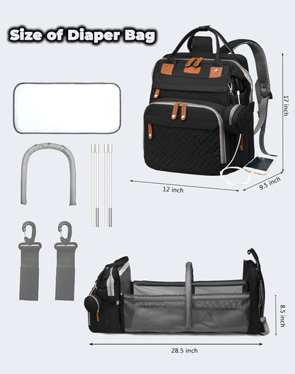 Baby Diaper Bags with Changing Station, Waterproof Diaper Bag Backpack for Moms Dads with USB Charging - photo 2