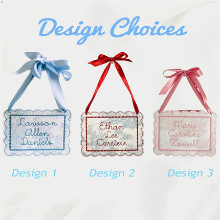 Personalized Baby Name Sign - Embroidered Newborn Announcement Door Hanger with Custom Name Nursery Decor and Baby Shower Gift