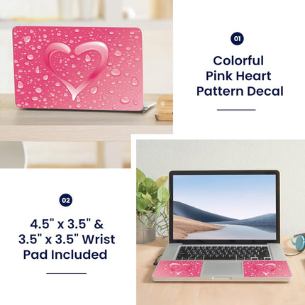 LSS Laptop 17-17.3" Skin Cover with Colorful Pink Heart Pattern for HP Dell Lenovo Apple Asus Acer Compaq - Fits 16.5" 17" 17.3" 18.4" 19" (2 Wrist Pads Free)
