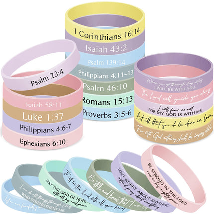48 Pcs Bible Verse Christian Bracelets Silicone,Classic Color