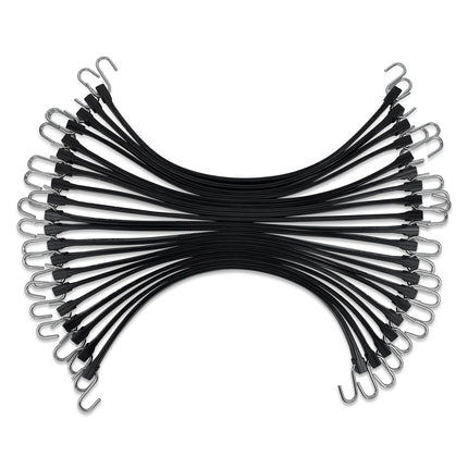 21" Rubber Tarp Straps with 150% Max Stretch, 100% EPDM Bungee Cords with Metal Crimped S Hooks, Ideal for Securing Tarps, Cargo, Canvases, Weatherproof (10 Pack)