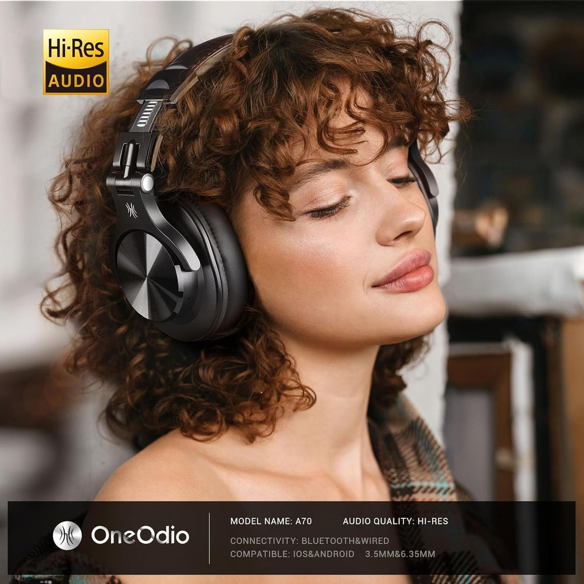 Bluetooth Over Ear Headphones, Wireless Headphones with 72H Playtime, Hi-Res, Built-in Mic, 3.5mm/6.35mm - photo 2