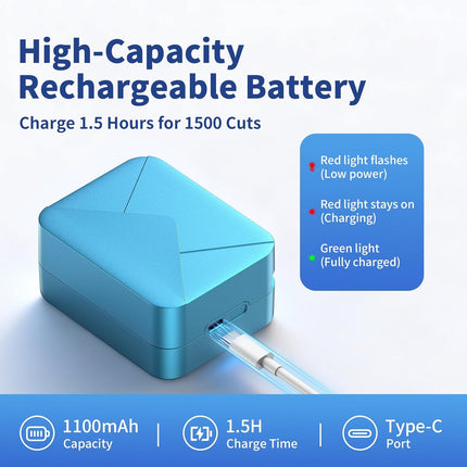 Rechargeable Electric Letter Opener Mail Opener Letter Openers Envelope Slitter Automatic Letter Opener Portable & Safe Blade Design, Universal Envelope Efficient Tool for Office Home (Blue)