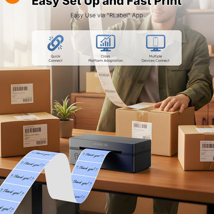 Rongta Bluetooth Thermal Shipping Label Printer, Wireless 4x6 Label Printer for Shipping Packages&Small Business, Compatible Windows/Mac/Android/iOS, Support USPS, UPS, Etsy, Shopify, RP425