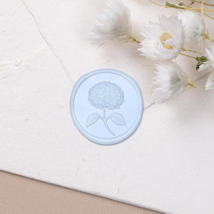 UNIQOOO Wax Seal Stickers - 3D Hydrangea Floral Wedding Invitation Envelope Seal Stickers, 50 Pcs Self- Adhesive Stickers, Perfect for Invitation, Christmas, Gift Wrapping (Light Blue)