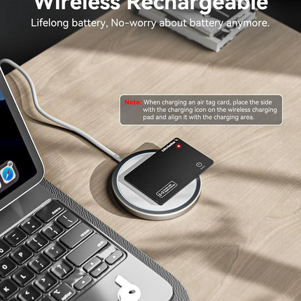 Ultrbeka Ultra-Thin Wallet Tracker Card, Rechargeable 0.094in IP68 Waterproof Bluetooth Tracker for Wallets, Passport, Work with Apple Find My, Card Locator [Apple MFi Certified] iOS Only