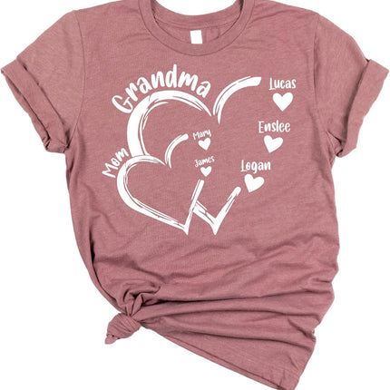 Personalized Grandma Shirt with Names Custom Mimi Shirts for Women with Grandkids Names Grandma Gifts for Mothers Day Multi