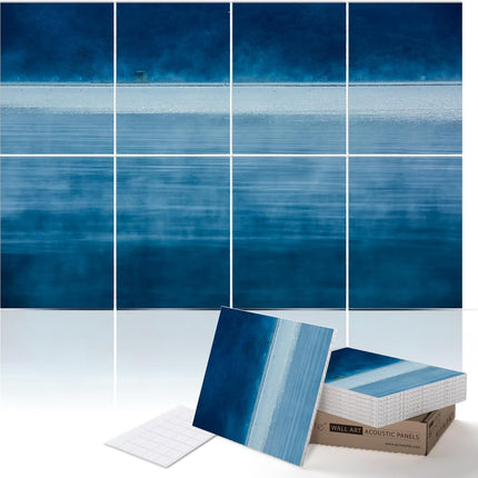 PINWELIFE® Wall Art Acoustic Panels, Sound Proof Absorbing Panels for Home/Office, Decorative Absorbing Dampening, Noise and Echo Cancelling (48"x32", Blue Lake)
