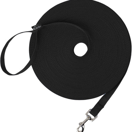 Hi Kiss Dog/Puppy Obedience Recall Training Agility Lead - 15ft 20ft 30ft 50ft 100ft Training Leash - Great for Play, Camping, or Backyard - Black 20ft