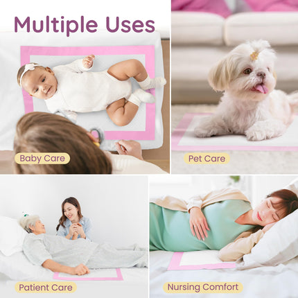 Disposable Changing Pads for Baby (110 Pack) | 13" x 18" Pink Disposable Diaper Changing Pad Liners | Super Absorbent, Leak-Proof | Waterproof, Quick Dry Underpads