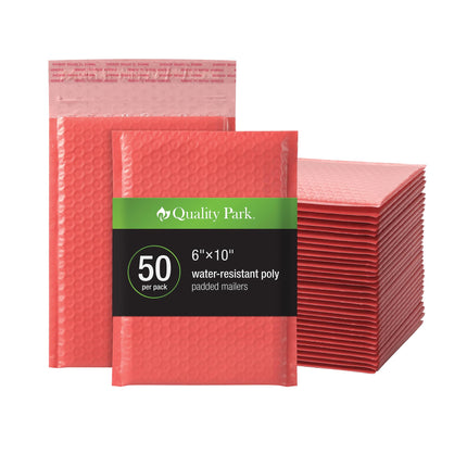 Bubble Mailers, 6 x 9 Inch, White Poly Mailers, Padded Envelopes, Shipping Envelopes, Water Resistant, Self Seal, 50 Per Box (QUA85856), Plastic