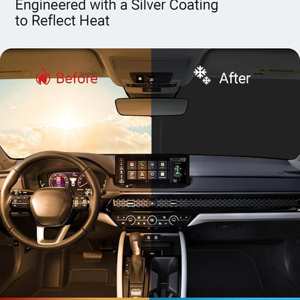 Proadsy Windshield Sun Shade for Honda Accord 2023-2025 2026 4-Layer Foldable Front Sunshade Protector Sun Visor Blocks UV Rays Keep Car Cooler