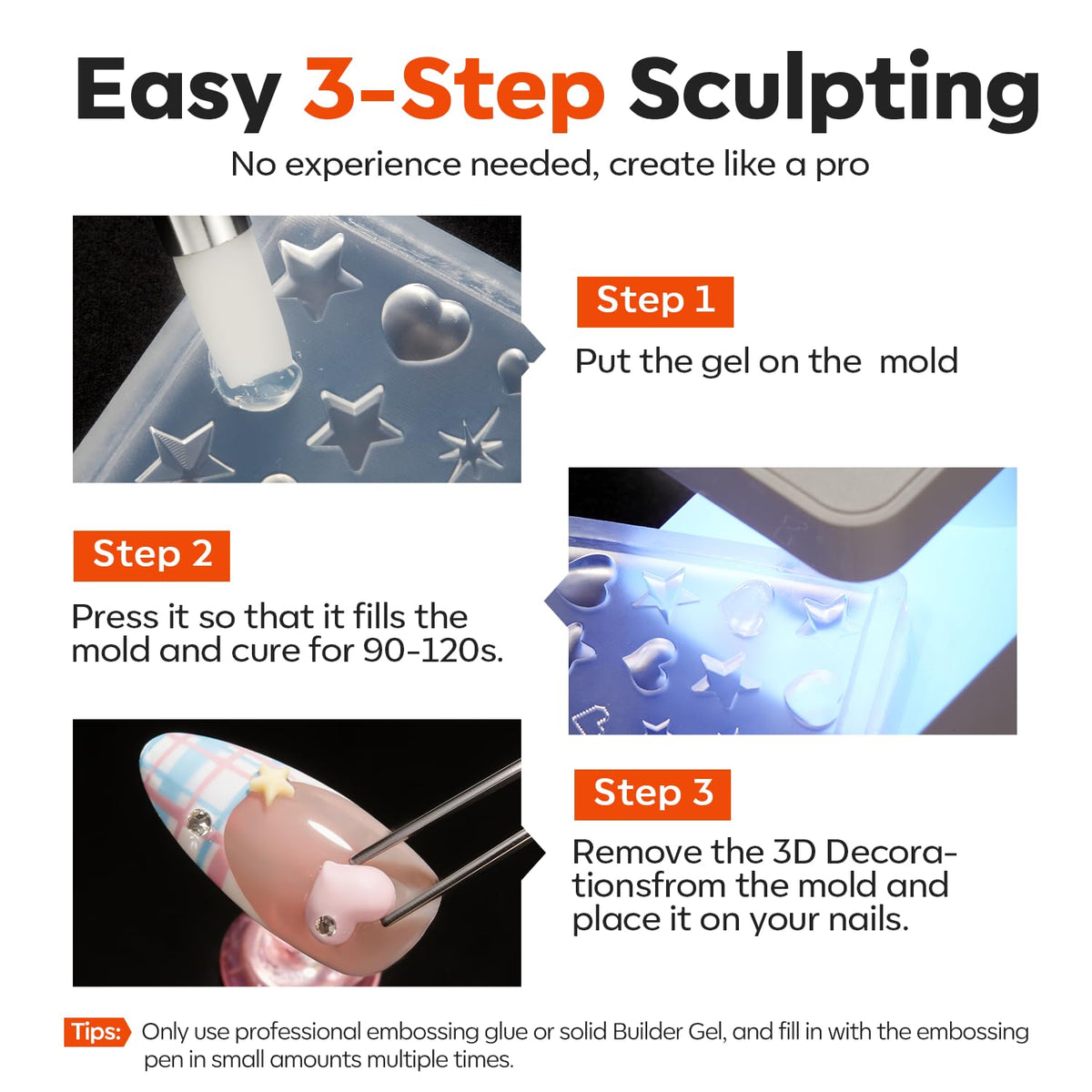 3D Silicone Nail Art Molds with Flower, Lace Bow Designs & Carving Pen - photo 5