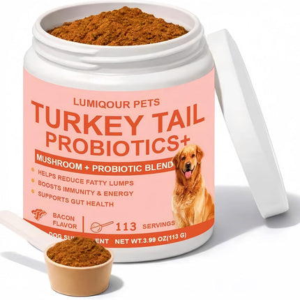 Lumiqour Turkey Tail for Dogs, Turkey Tail Mushroom Powder, Support Your Mature Dog’s Immunity, Gut, Skin, 3.99oz/PCS (1PCS)