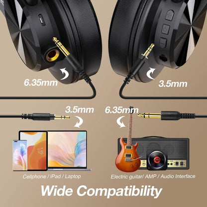 Bluetooth Over Ear Headphones, Wireless Headphones with 72H Playtime, Hi-Res, Built-in Mic, 3.5mm/6.35mm - photo 4