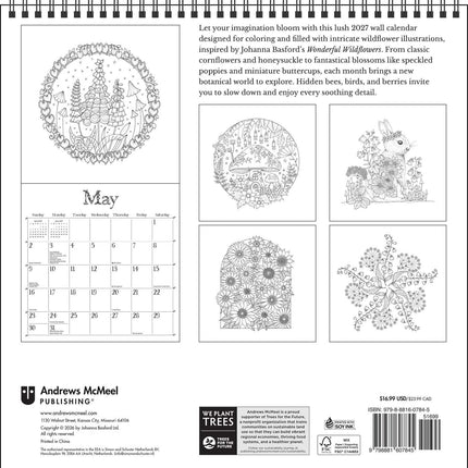 Johanna Basford 2027 Coloring Wall Calendar: Wonderful Wildflowers
