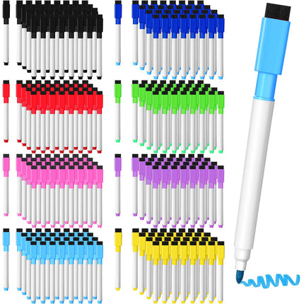 200 Pcs Dry Magnetic Erase Markers with Eraser Cap, Black, Red, Blue, Green
