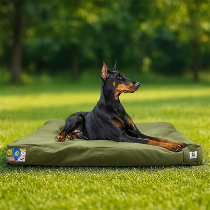 Sytopia 42 Inch Indestructible Canvas Outdoor Dog Bed for Extra Large Dogs, Chew Proof Waterproof Pet Bed with Machine Washable Removable Cover, Durable Indoor Patio Pet Pad for Crate, Green