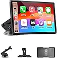 Carplay Screen for Car, 7" Wireless Carplay & Android Auto, Portable HD Touchscreen with Mirror Link, GPS Navigation, Voice Control, Hands-Free Calling, Bluetooth/AUX/FM, Plug & Play Car Play Screen