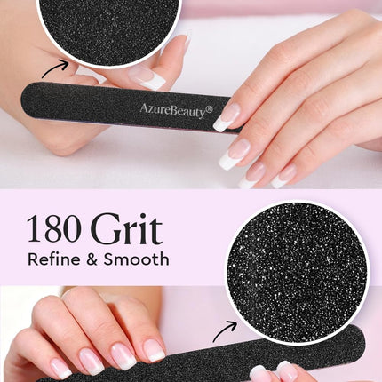 AZUREBEAUTY Nail Files and Buffers, Professional Nail Supplies, Nail Files for Natural Nails, Rectangular Nail Buffer Block for Polishing Filing, and Nail Care, 100/180 Grit 12 pcs Manicure Tools Kit