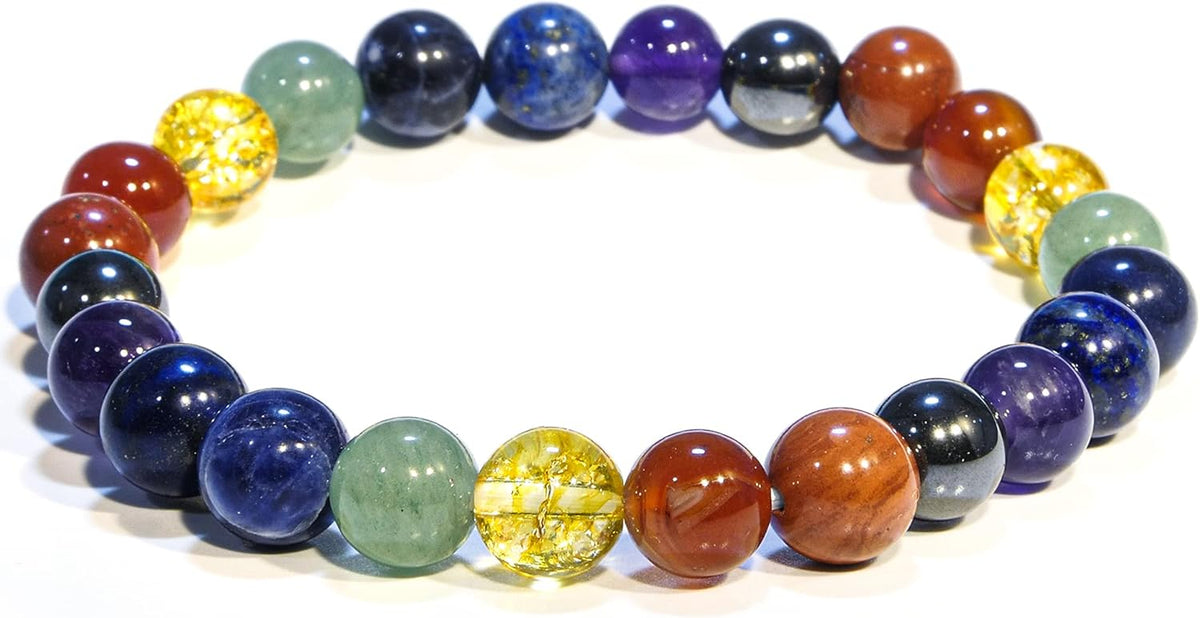 Healing Crystal Bracelet for Women and Men – 8mm Round Beaded Bracelet for Men and Women – Unisex Stretchy Gemstone