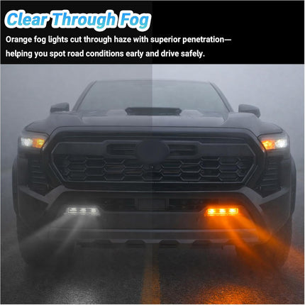 Fog Light Acrylic Lens Compatible with 2024-2026 Toyota Tacoma 4TH Gen Accessories, Clip in Front Fog Lamp Amber Translucent Lenses (Amber Lenses)