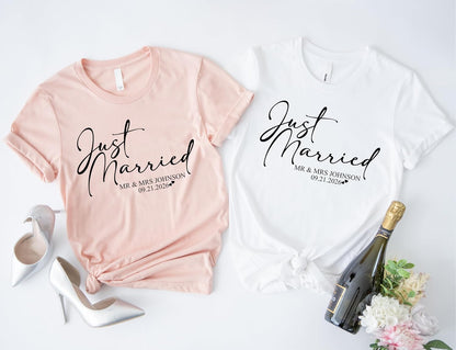 Personalized Just Married Matching Couples Shirts - photo 3
