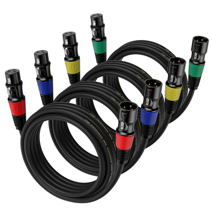 3ft XLR Cables 4-Pack - Male to Female Microphone Cable