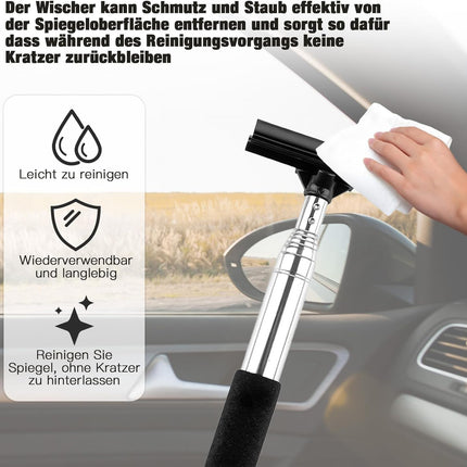 Side Mirror Squeegee,Retractable Car Rearview Mirror Wiper,Portable Car Mirror Squeegee for Rainy Foggy Weather,Universal Car Accessories