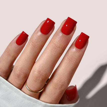 Press On Nails, Short Oval Dark Red Fake Nails, 32Pcs Full Kit - photo 13