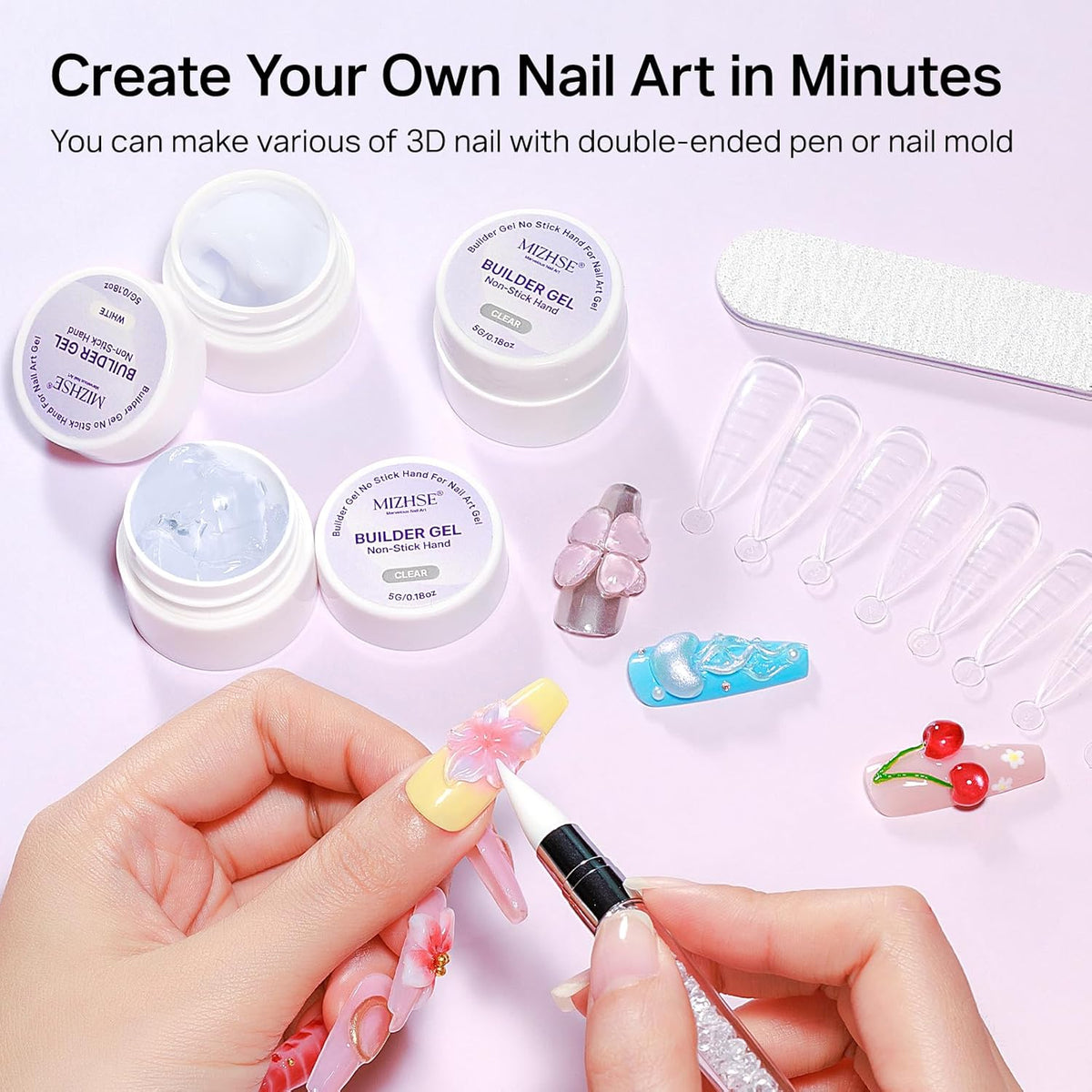 3PCS 3D Sculpting Gel Nail Art Builder Gel Set - photo 5