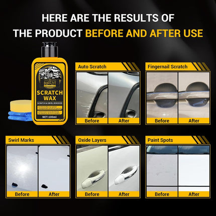Car Scratch Remover for Vehicles, Scratch Repair Wax, Rubbing & Polishing Compound, Easily Removes Surface Scratches, Effectively Reduces Swirl Marks for Cars and Other Vehicles, 3.4oz/100ml