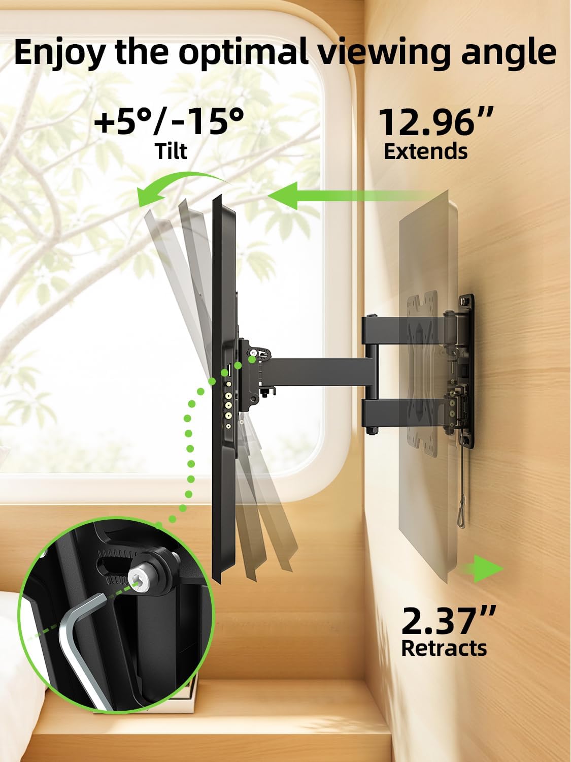 Lockable RV TV Wall Mount, 13-45 Inches, 44 lb, VESA 75 x 75 to 200 x 200 mm - photo 4