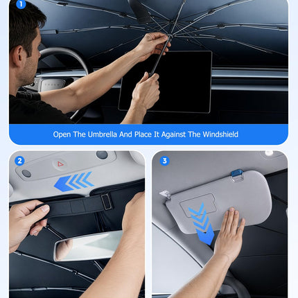 2026 Upgrade Windshield Sun Shade Umbrella, Double Thickened Ice Crystal Coating Sun & Heat Protection, Keep Vehicle Cool & Protect Interior, Zero Light Leakage Medium 57" L x 31" W
