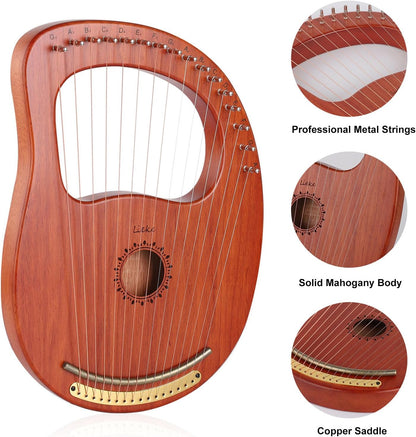 16-String Lyre Harp with Bag and Tuning Wrench - photo 2