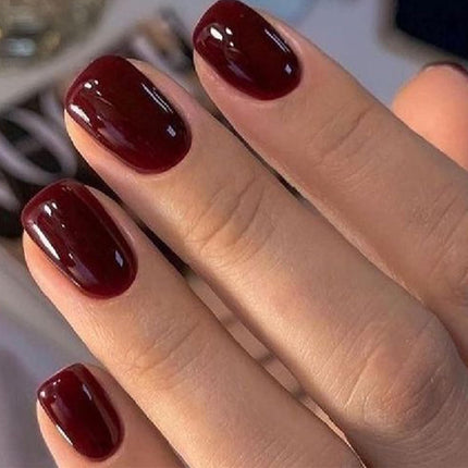 French Tip Press on Nails Short Square, Pink White Fake Nails