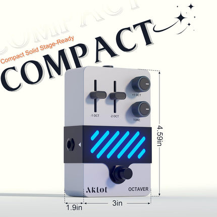 AKLOT Octave Electric Guitar Pedal: Fast Tracking & Dynamic Response, +1/-1 Octave & Level Controls, Mini Guitar Effects Pedal True Bypass, NEON SubShift